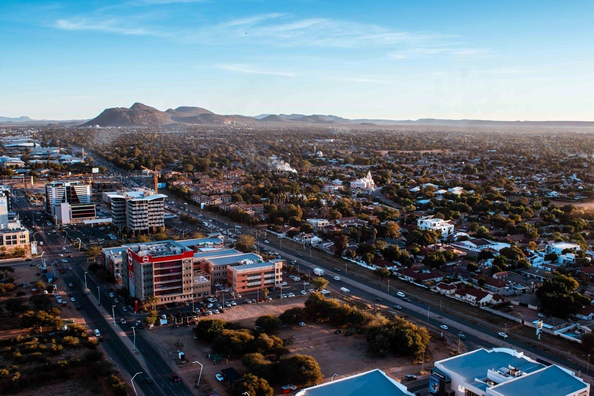 Gaborone spreading out towards the surrounding hills
