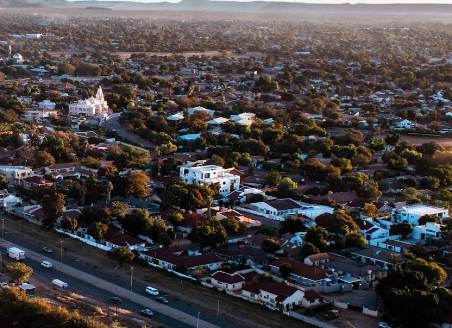 Established residential suburbs of Gaborone seen from the air